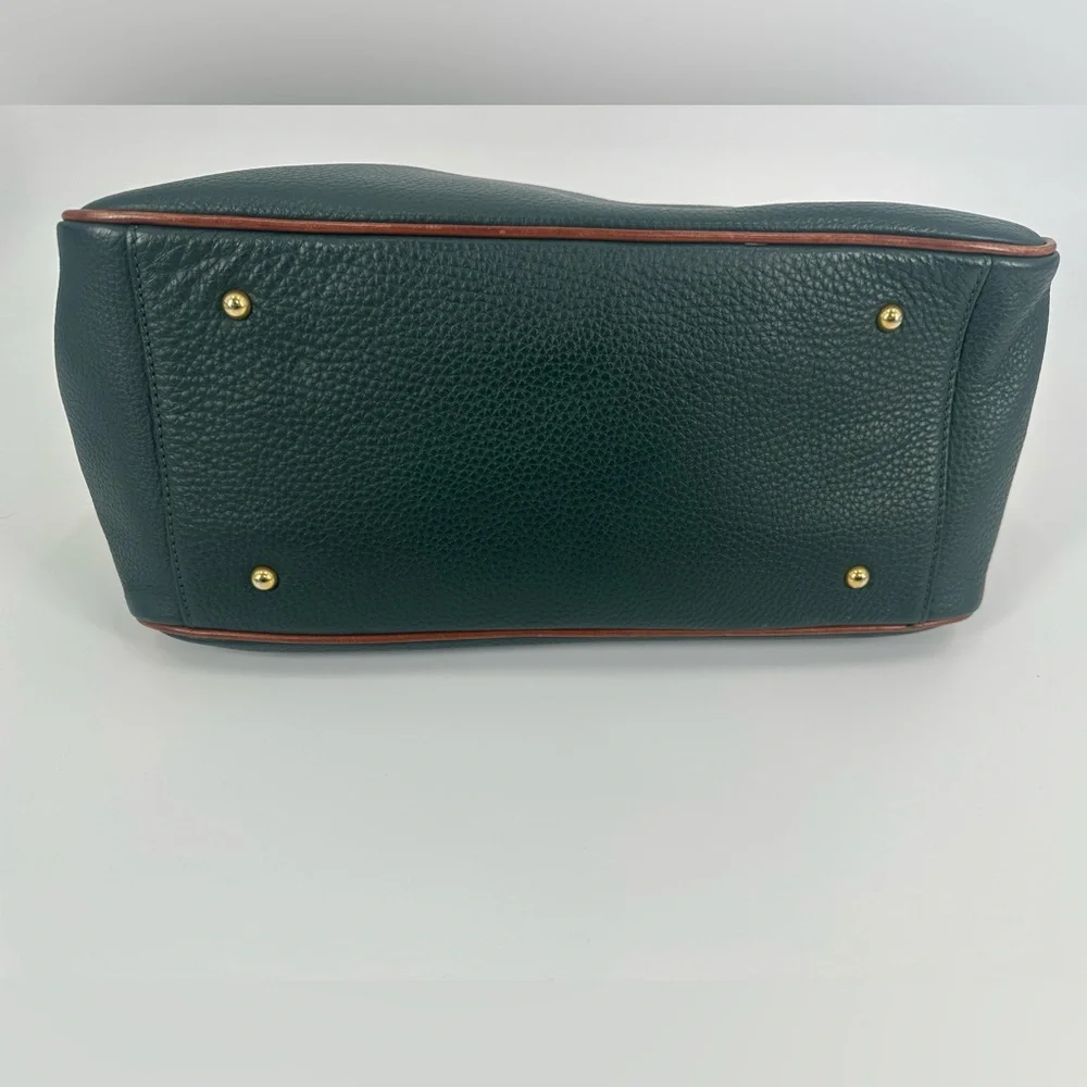 Vintage Dooney & Bourke Wilson Leather Satchel Handbag Purse, Forest Green/Tan - Picture 7 of 10